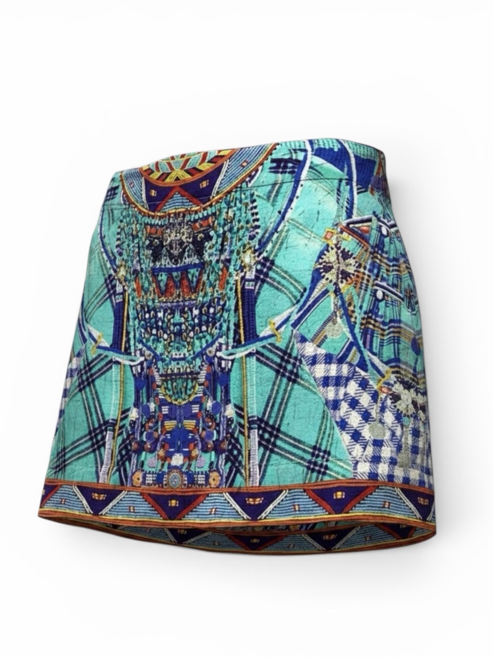 NWT Camilla 100% Silk Mini Skirt with Crystal Embellishments Divinity Dancing